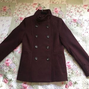🍇 Maroon Double Breasted Button Peacoat | H&M